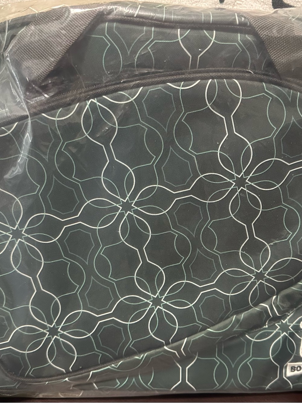 Patterned Black & green pickle ball tote